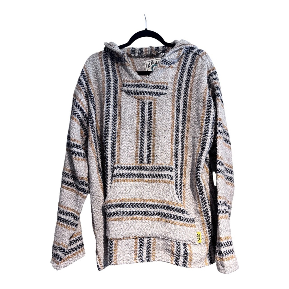 Unisex Baja Joe Striped Hoodie Sweater - Black, Gray, Tan